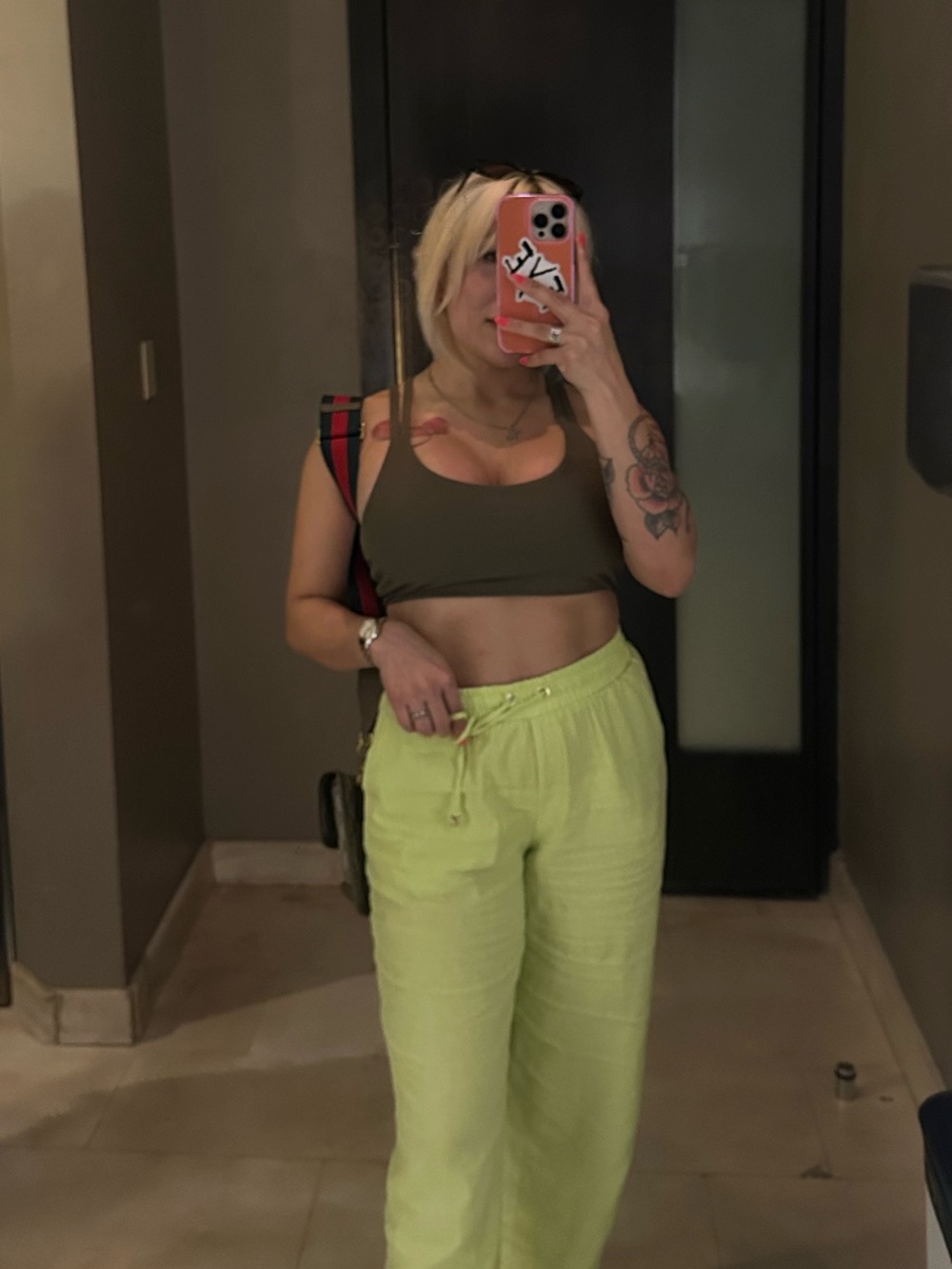 Fabletics Olive Green Double-Strap Sports Bra